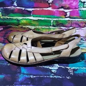 Clarks Sandals Women's 11M Brown Tan Leather Comfort Slingback Strappy Fisherman